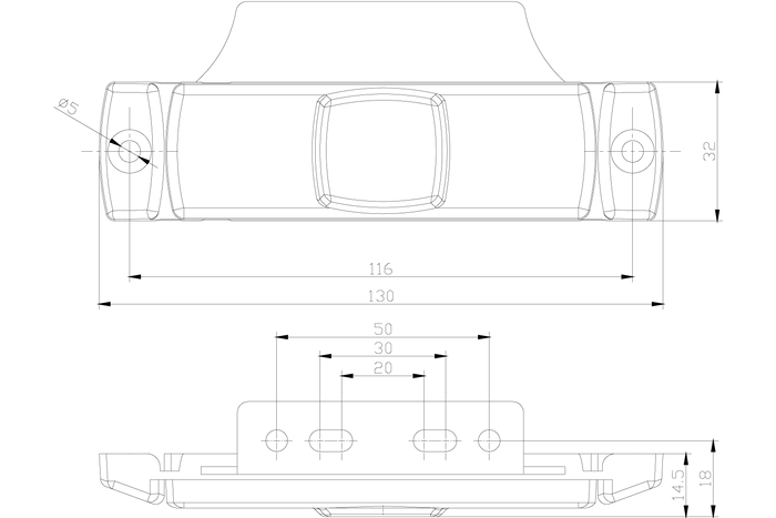 FRISTOM FT-017 LED Umrissleuchte, Universal, mit Halterung