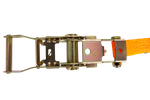 Satz aus vier orangefarbenen UNITRAILER-Transportgurten (2 m/25 mm/1 t) mit Spannvorrichtung
