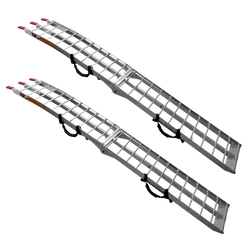 UNITRAILER ALR002 faltbare Rampen aus Aluminium für Anhänger, 221 cm, 680 kg Tragkraft, mit Gurt, 2er-Set