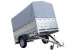 PKW-Anhänger 230x125 UNITRAILER GARDEN 230 KIPP mit Zusatzbordwänden und grauer Hochplane 80 cm